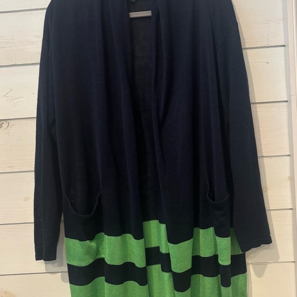 Lauren Ralph Lauren Linen Blend Border Stripe Cardigan
Navy/Green Size Medium - Picture 2 of 16